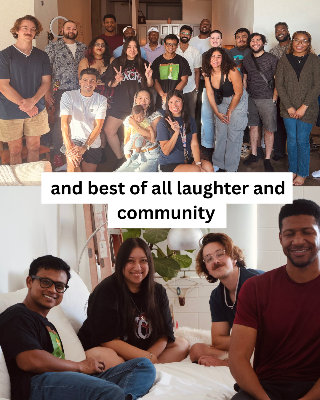 Adults and a baby smiling together at an Unplugged community gathering